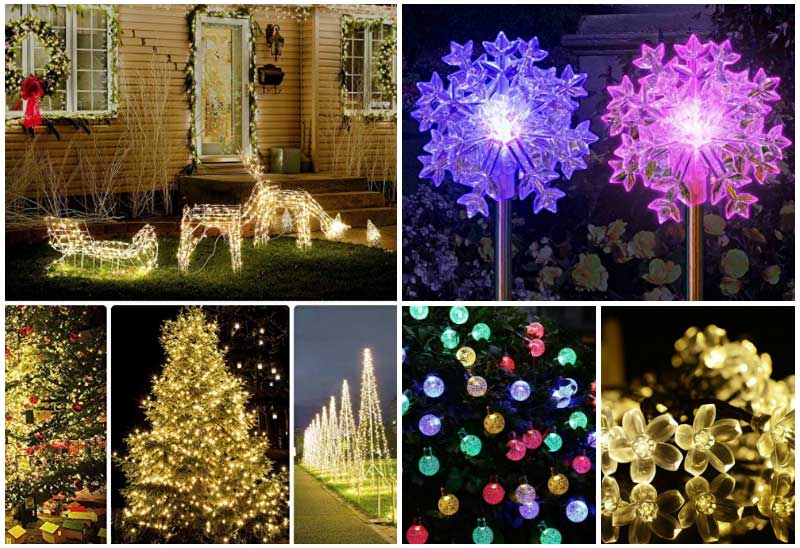 Christmas Path Tree 4 Pack Decorative Outdoor Garden with Solar White LED Lights 