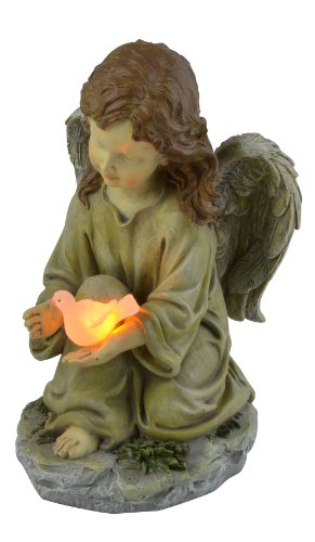 Moonrays Solar LED Fairy Garden Decor In Angel With Glowing Dove Design